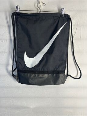 Nike Black Drawstring Belt Bag with Large White Swoosh